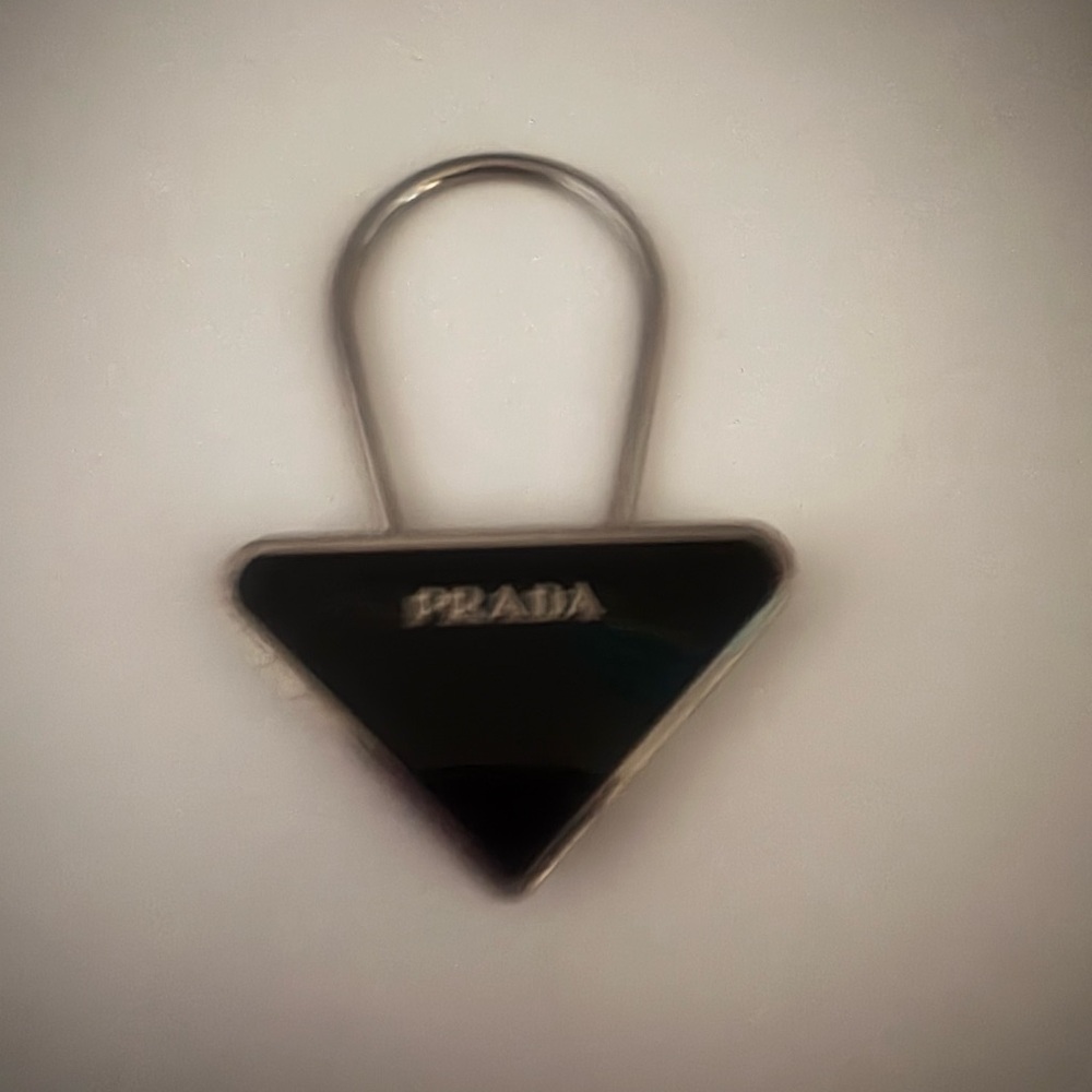 Prada Black And Silver Triangular Key Holder - image 2